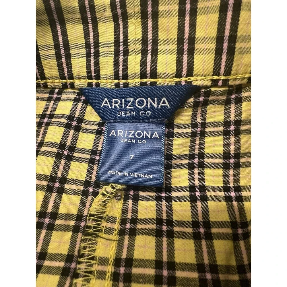 Y2K 90’s Plaid Skirt Clueless Arizona Jean Co Black Yellow Zip Juniors Twee Sz 7 - Picture 6 of 7